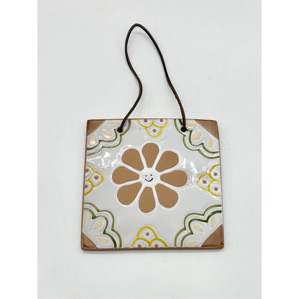 URBAN OUTFITTERS Ceramic Flower Tile Wall Hanging In Yellow